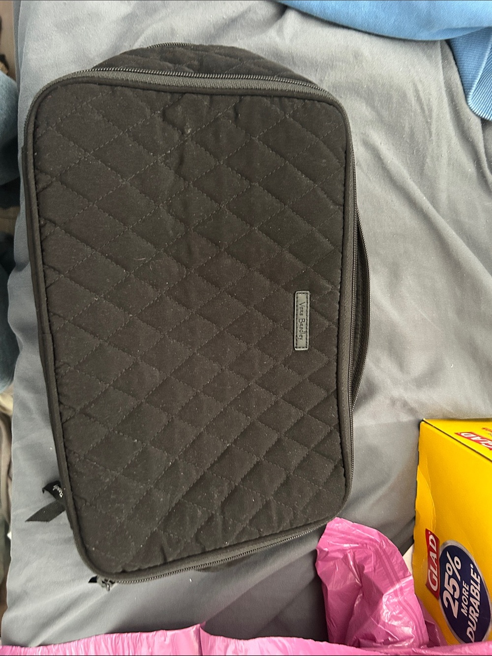 Vera Bradley Black Quilted Cosmetic Case make up bag
